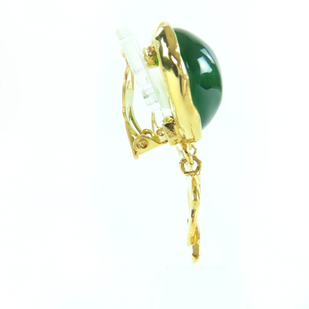 CHANEL Vintage 95A Gripoix Coco Mark Swing Stone Earrings, Gold and Green, Ma... - Picture 4 of 6